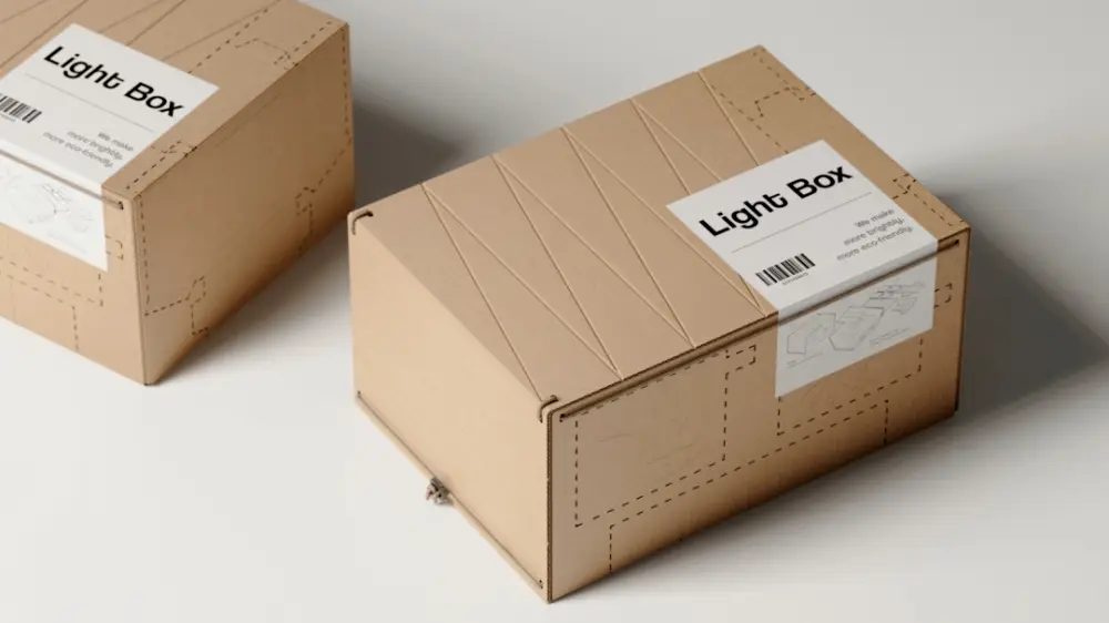 Two plain shipping cartons with printed shipping labels ready for listing