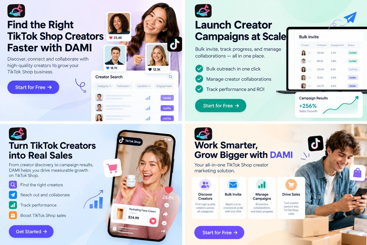 DAMI creator outreach workspace dashboard for TikTok Shop sellers